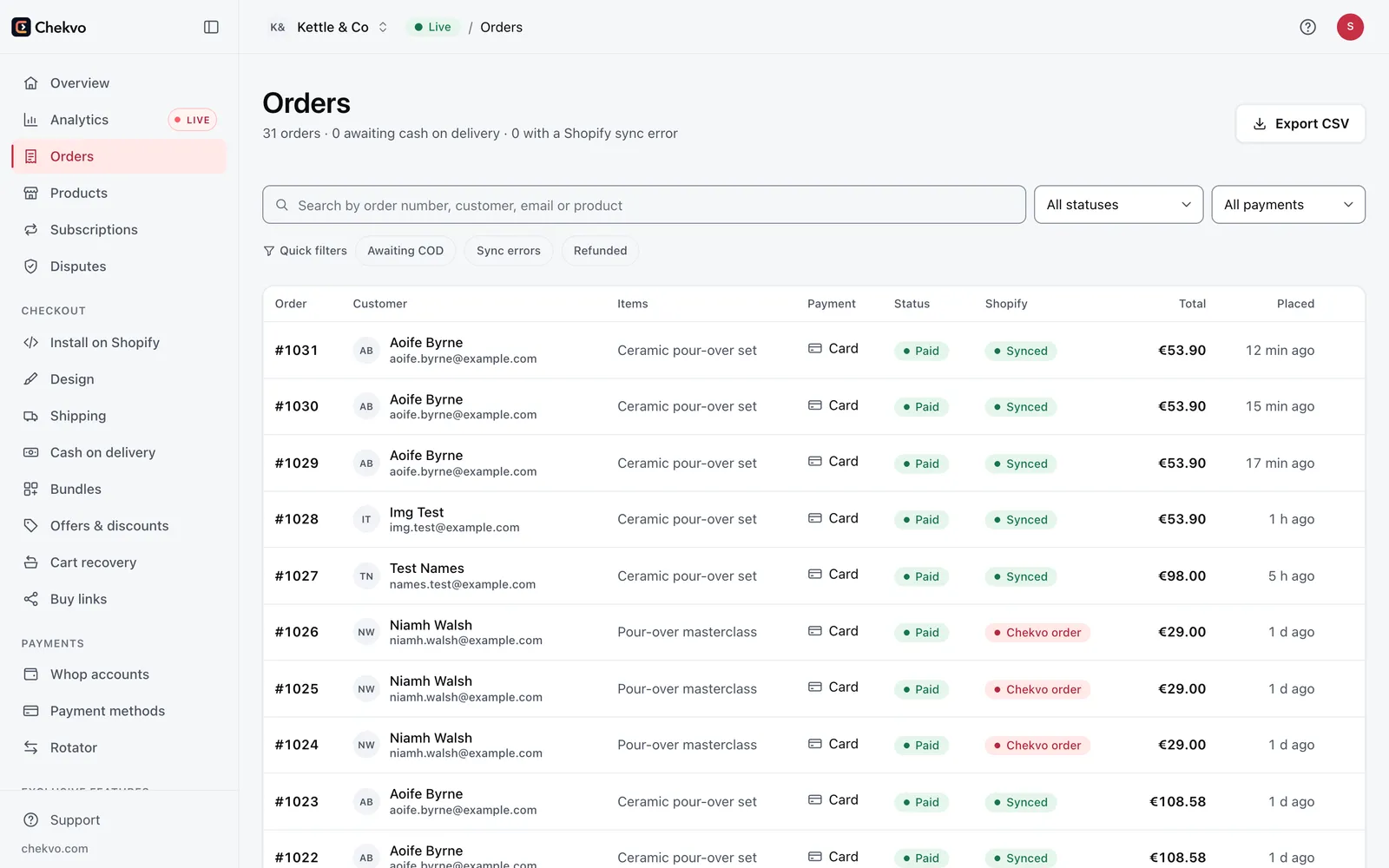 Orders of a Shopify store paid through its own Whop account